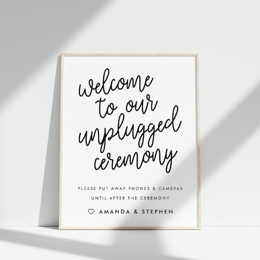 Manuscript Typography Unplugged Wedding Ceremony S Poster