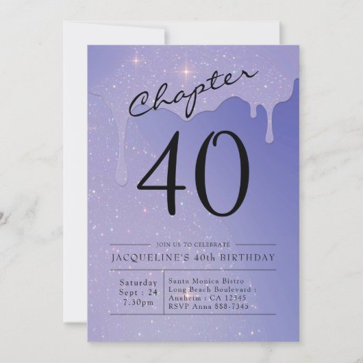 Manuscript van 40th Birthday Glitter Kaart (Voorkant)