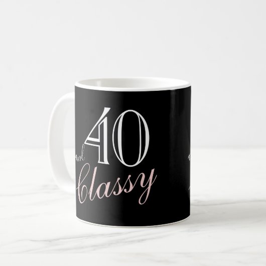 Manuscript van 40th en Classy Black Elegant Birthd Koffiemok (Voorkant links)
