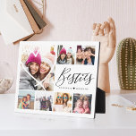 Manuscript van Besties 7 Foto Best Friends Collage Fotoplaat<br><div class="desc">Een speciale, gedenkwaardige multifunctionele fotoplaque cadeau voor zwaarlijvigheid. Het ontwerp kenmerkt zeven kleurenlay-out van het fotonet om uw eigen speciale beste vrienden foto's te tonen. De "Besties" worden weergegeven in een stijlvolle typografie. Een eenvoudige hartvorm wordt getoond over één van de foto's. Stuur een gedenkwaardig en speciaal cadeau naar jezelf...</div>