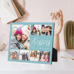 Manuscript van Besties 7 Foto Best Friends Collage Fotoplaat<br><div class="desc">Een speciale, gedenkwaardige multifunctionele fotoplaque cadeau voor zwaarlijvigheid. Het ontwerp kenmerkt zeven kleurenlay-out van het fotonet om uw eigen speciale beste vrienden foto's te tonen. De "Besties" worden weergegeven in een stijlvolle typografie. Een eenvoudige hartvorm wordt getoond over één van de foto's. Stuur een gedenkwaardig en speciaal cadeau naar jezelf...</div>