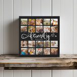 Manuscript van de Moderne Familie 20 Foto Collage  Imitatie Canvas Print<br><div class="desc">De moderne de kleurendruk van de douanefoto met ruimte voor 20 foto's rond een trendy draai manuscript dat FAMILIE en uw douanenaam hieronder leest.</div>