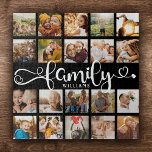 Manuscript van de Moderne Familie 20 Foto Collage  Legpuzzel<br><div class="desc">De moderne puzzel van de douanefoto collage met ruimte voor 20 foto's die een trendy schemerige manuscriptlezing FAMILIE en uw douanenaam hieronder omringen.</div>