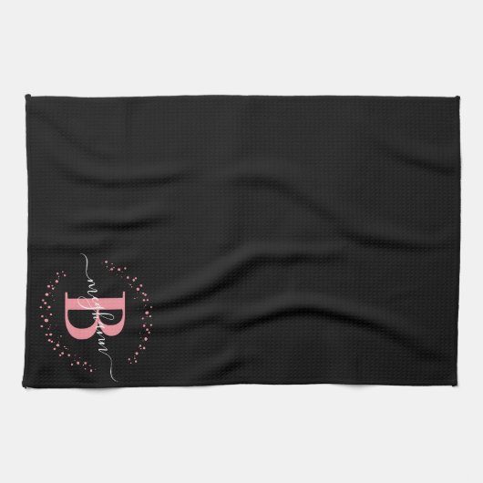 Manuscript van de zwarte naam van Trendy Girly Pin Theedoek (Horizontaal)