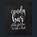Manuscript van het Chalkboard van de Bar van het s Poster<br><div class="desc">Een elegant teken van de snijrand bruiloft, kenmerkt de tekst "de bar van het Snoep te voelen gelieve vrij om te nemen behandelt " in een extraverte manuscriptdoopvont, voegt de borsteltextuur een spontaan en playful gevoel toe. De achtergrondkleur kan aan uw behoeften en voorkeuren worden aangepast. Neem contact met mij...</div>