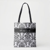 Manuscript van het DamasPatroon van het zwarte en Tote Bag (Voorkant)