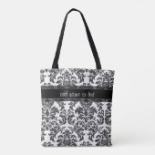 Manuscript van het DamasPatroon van het zwarte en Tote Bag (Achterkant)