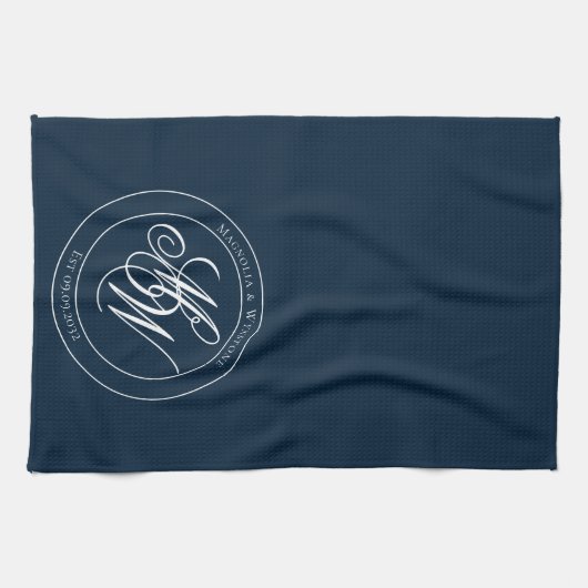 Manuscript van het monogram van de zeemacht Elegan Theedoek (Horizontaal)