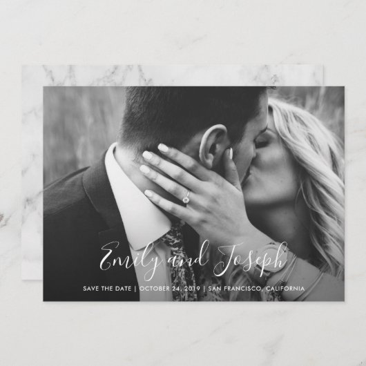 Manuscript van het verlies | De datum opslaan met Save The Date (Voorkant / Achterkant)