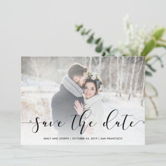 Manuscript van het verlies | Zwart sparen de Datum Save The Date (Staand voorkant)