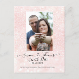 Manuscript Verbonden Hart Glitter Blush Sparen de  Aankondigingskaart