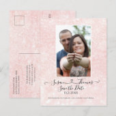 Manuscript Verbonden Hart Glitter Blush Sparen de  Aankondigingskaart (Voorkant / Achterkant)