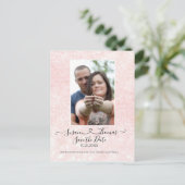 Manuscript Verbonden Hart Glitter Blush Sparen de  Aankondigingskaart (Staand voorkant)