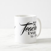 Manuscript voor de beste leraar ooit rendy typogra koffiemok (Voorkant rechts)