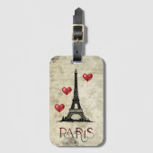 Manuscript voor Eiffel Tower en Red Heart-ballonne Bagagelabel (Voorkant (verticaal))