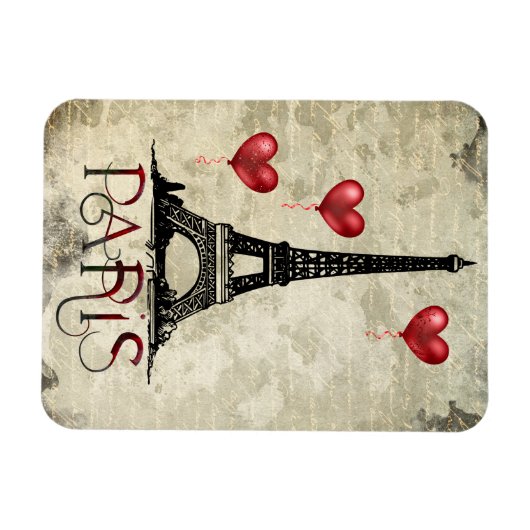 Manuscript voor Eiffel Tower en Red Heart-ballonne Magneet (Horizontaal)