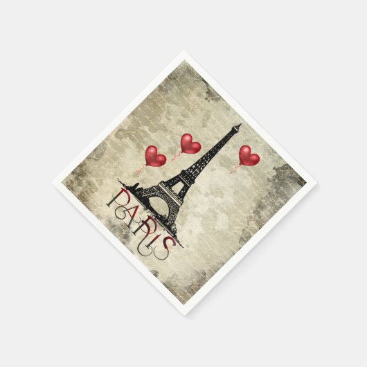 Manuscript voor Eiffel Tower en Red Heart-ballonne Servet (Hoek)