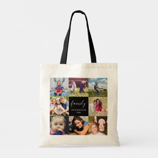 Manuscript voor foto-inklage familie zwart tote bag (Achterkant)