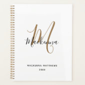 Manuscript voor modern zwart-wit monogram Initiaal Planner (Voorkant)