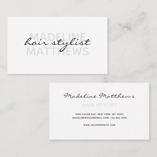 Manuscript voor moderne zwarte witte hoofddop visitekaartje (Voorkant / Achterkant)