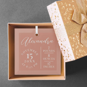 Manuscript voor naam van baby & geboorte Stats Roz Glas Ornament