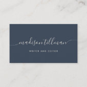 Manuscript voor Navy & Ivory Modern Calligraphy Visitekaartje (Voorkant)