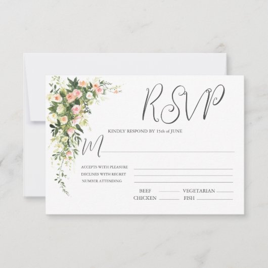 Manuscript voor roze Waterverf RSVP Kaartje (Voorkant)