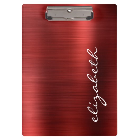 Manuscript voor ruby Red Brushed Metal Signature Klembord (Voorkant)
