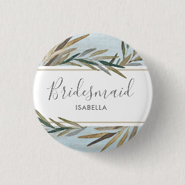Manuscript Waterverf Rustic Wood Wedding Bridesmai Ronde Button 3,2 Cm