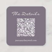 Manuscript Wedding RSVP Details QR Code Dusty Paar Informatiekaartje (Voorkant)