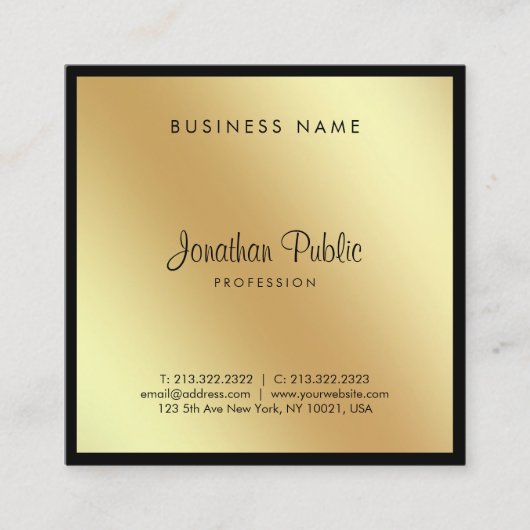 Manuscript zwarte goudmakreel - draagbaar professi vierkante visitekaartje (Voorkant)