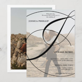 Manuscript zwarte witte 2 fotokalligrafie bruiloft kaart