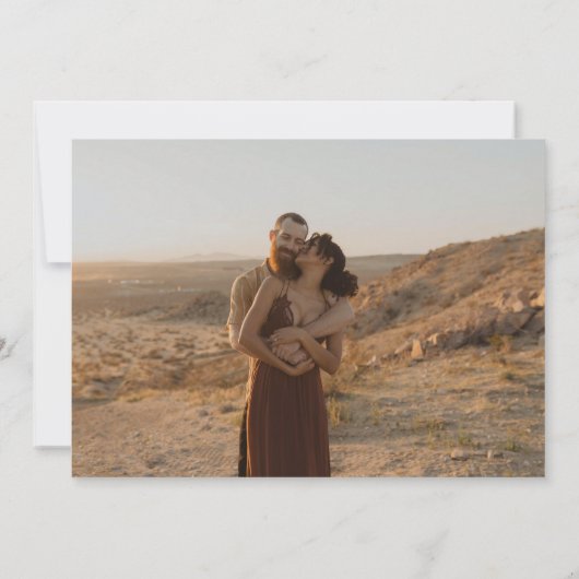 Manuscript zwarte witte fotokalligrafie bruiloft kaart (Achterkant)