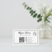 Manuscript zwarte witte haarmake-up foto logo qr c visitekaartje (Staand voorkant)