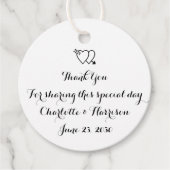 Manuscript zwarte witte harten Weddenschap Bedankjes Labels (Voorkant)