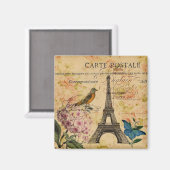 Manuscripten Hydrangea French Bird Paris Eiffel To Magneet (Voorkant / Achterkant)