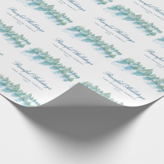 Manuselijke Kerstmis in de winter Waterverf bos Cadeaupapier (Hoek)