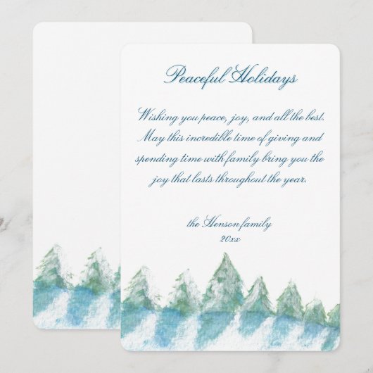 Manuselijke Kerstmis in de winter Waterverf bos Feestdagenkaart (Voorkant / Achterkant)