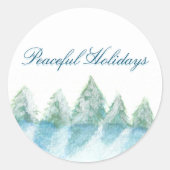 Manuselijke Kerstmis in de winter Waterverf bos Ronde Sticker (Voorkant)