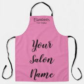 Manuslijstnaam bedrijfroze zwarte salon schort (Voorkant)