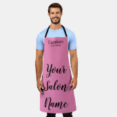 Manuslijstnaam bedrijfroze zwarte salon schort (Gedragen)