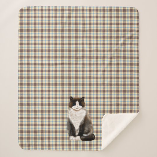 manx cat bi-col sherpa blanket deken (Voorkant)
