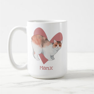 Manx Cat Waterverf Kat Roze hart Koffiemok