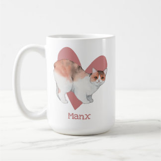 Manx Cat Waterverf Kat Roze hart Koffiemok