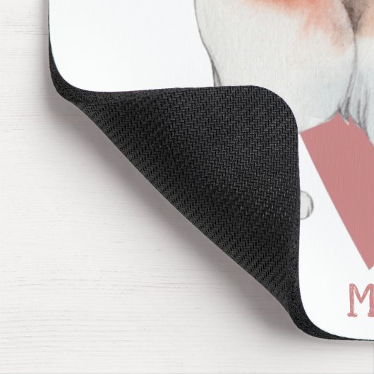 Manx Cat Waterverf Kat Roze hart Muismat (Hoek)