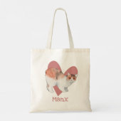 Manx Cat Waterverf Kat Roze hart Tote Bag (Achterkant)