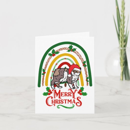 Manx Kat Vrolijk Kerstfeest Kaart (Voorkant)