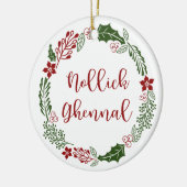 Manx Merry Kerstmis Wreath, Nollick Ghennal Keramisch Ornament (Links)