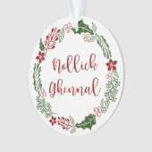 Manx Merry Kerstmis Wreath, Nollick Ghennal Ornament (voorkant)