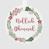 Manx Merry Kerstmis Wreath, Nollick Ghennal Ornament (voorkant)